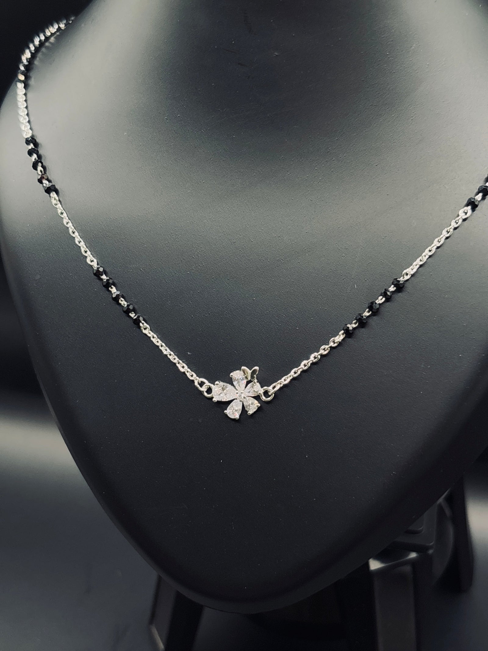 Sterling Silver Flowery Snowflake Butterfly Mangalsutra — Grace in Motion TISA Silver Elegance