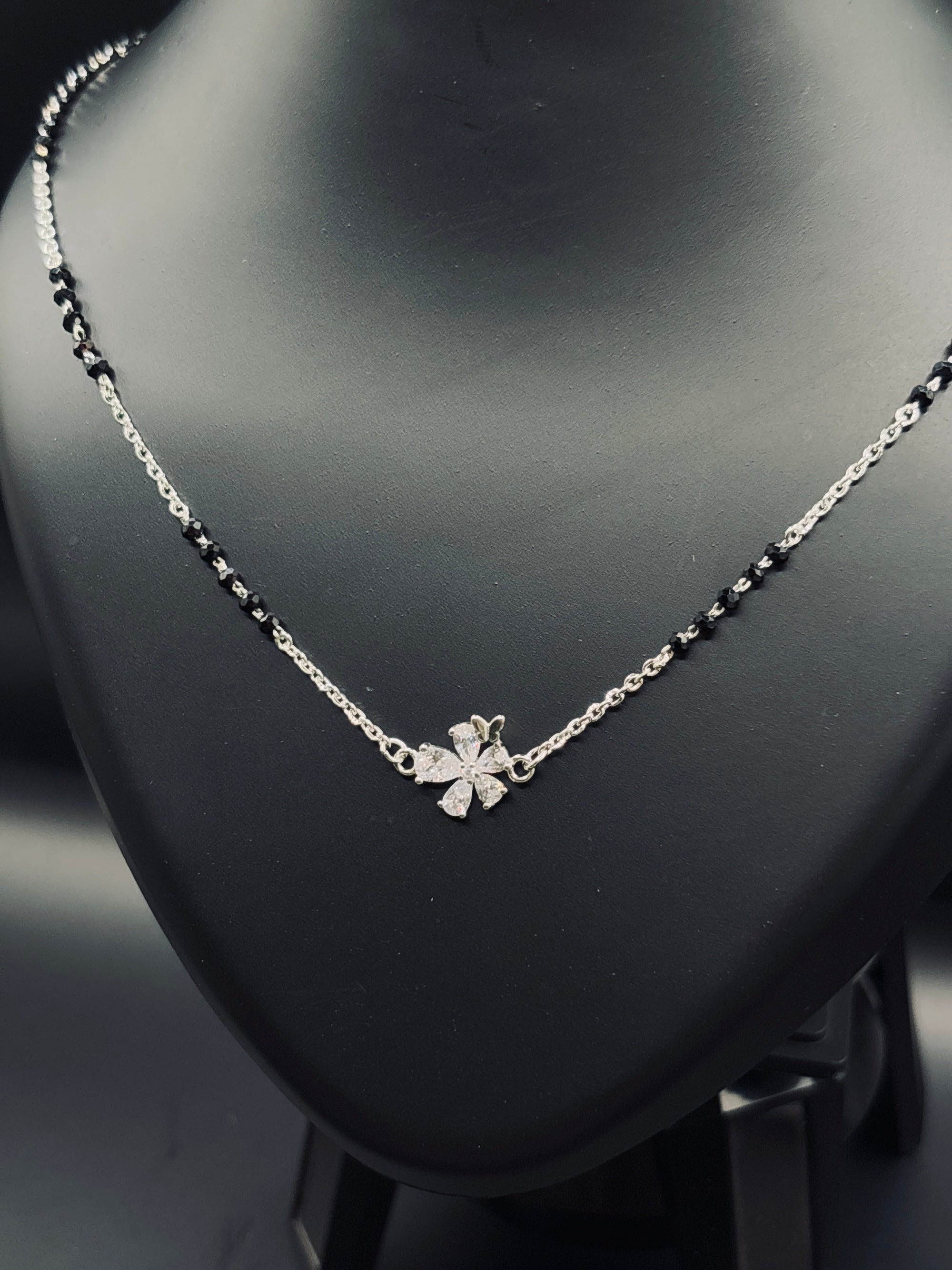 Sterling Silver Flowery Snowflake Butterfly Mangalsutra — Grace in Motion TISA Silver Elegance