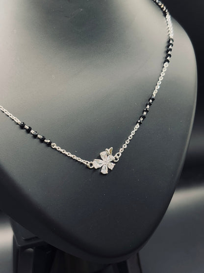 Sterling Silver Flowery Snowflake Butterfly Mangalsutra — Grace in Motion TISA Silver Elegance