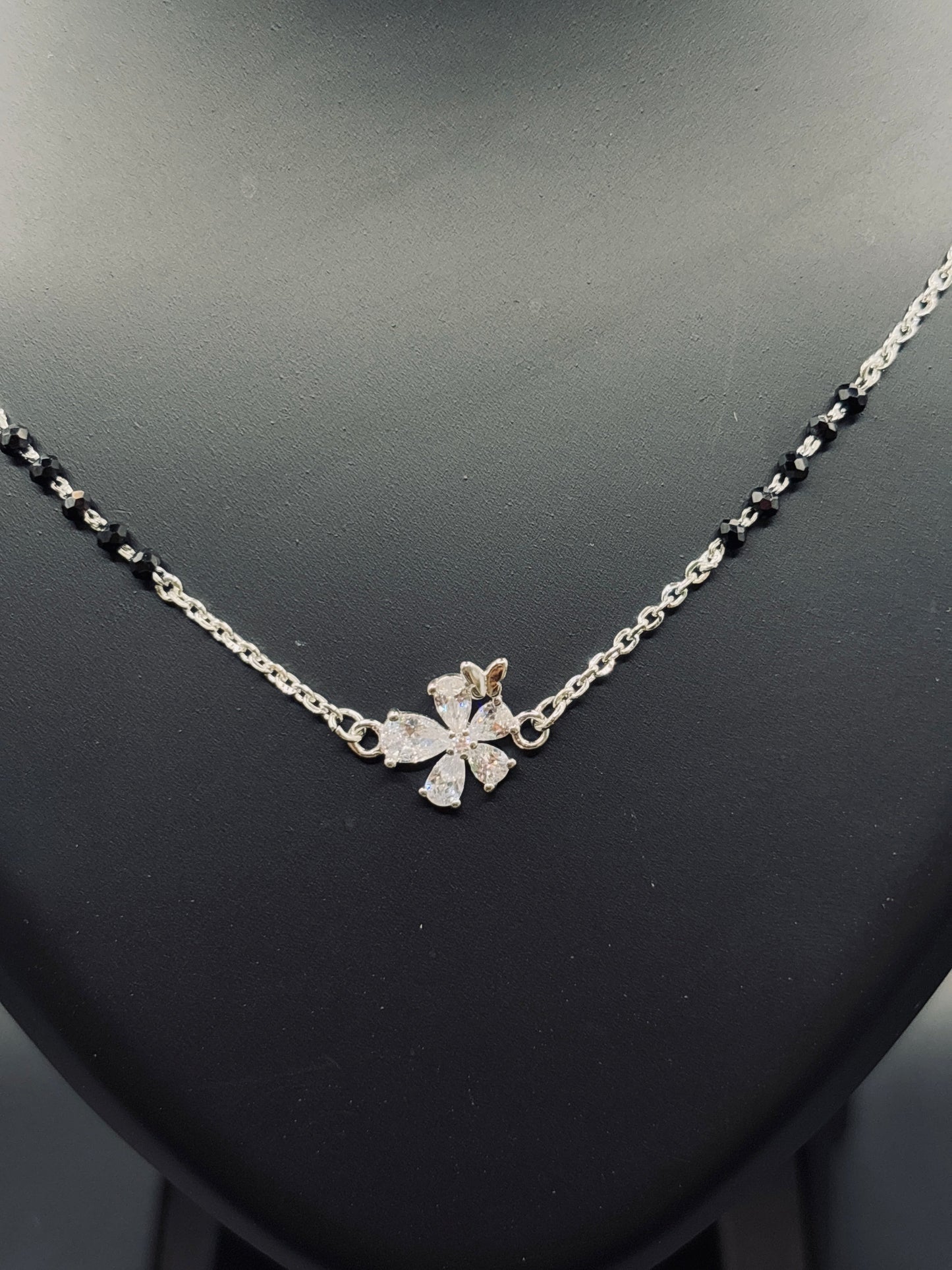 Sterling Silver Flowery Snowflake Butterfly Mangalsutra — Grace in Motion TISA Silver Elegance