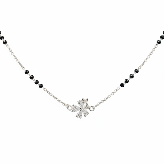 Sterling Silver Flowery Snowflake Butterfly Mangalsutra — Grace in Motion TISA Silver Elegance