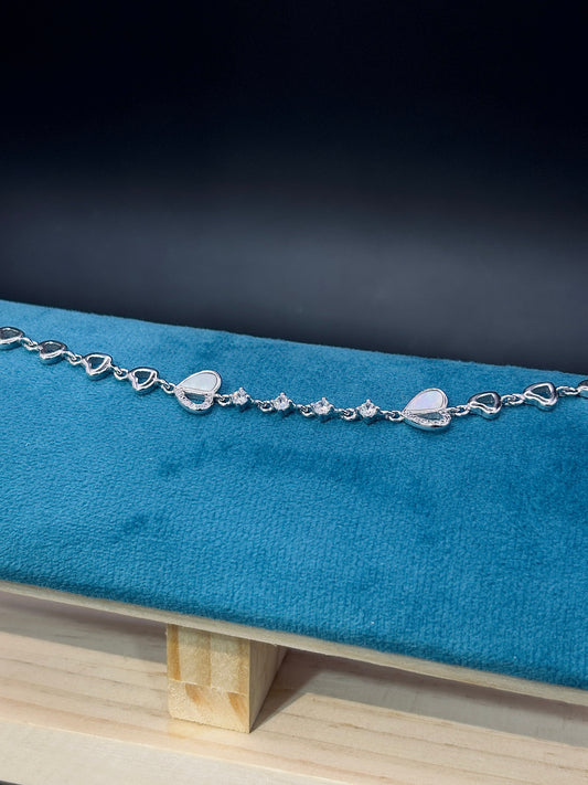 Sterling Silver Heart Lock Bracelet TISA Silver Elegance