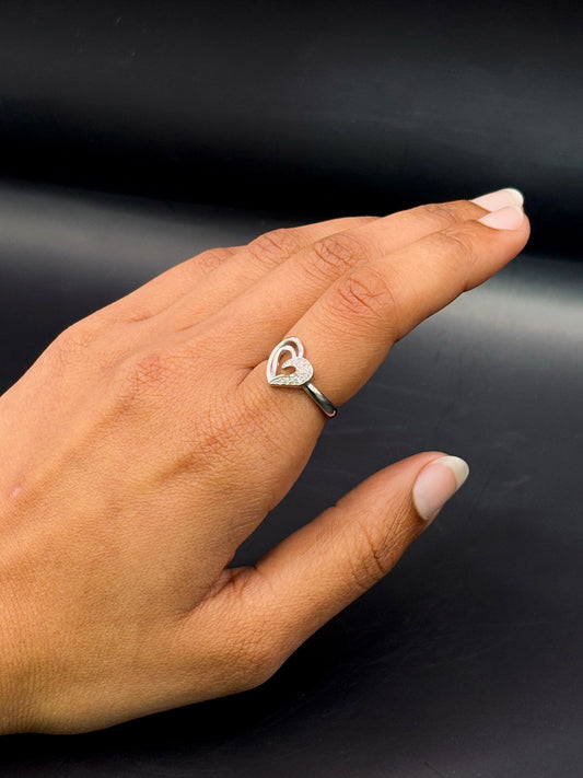 Sterling Silver Heart Shaped Ring TISA Silver Elegance