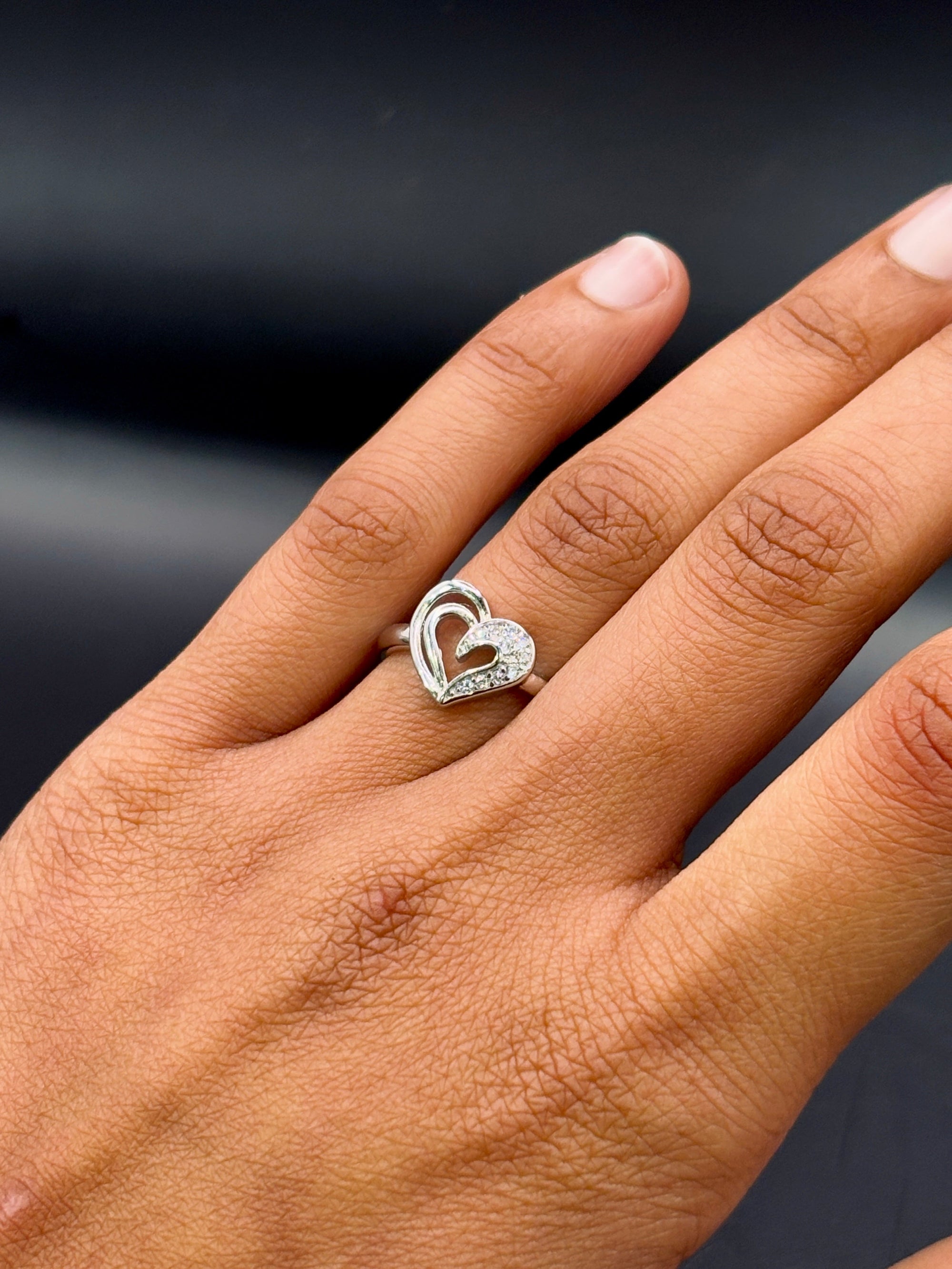 Sterling Silver Heart Shaped Ring TISA Silver Elegance