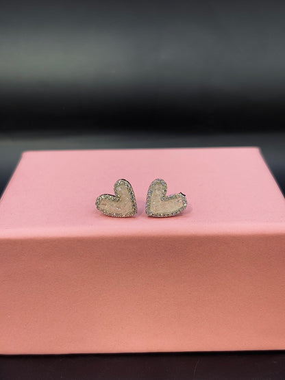 Sterling Silver Heart Shaped Silver Stud Premium TISA Silver Elegance