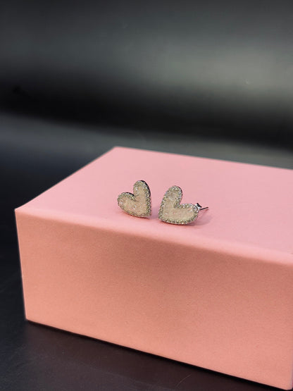 Sterling Silver Heart Shaped Silver Stud Premium TISA Silver Elegance