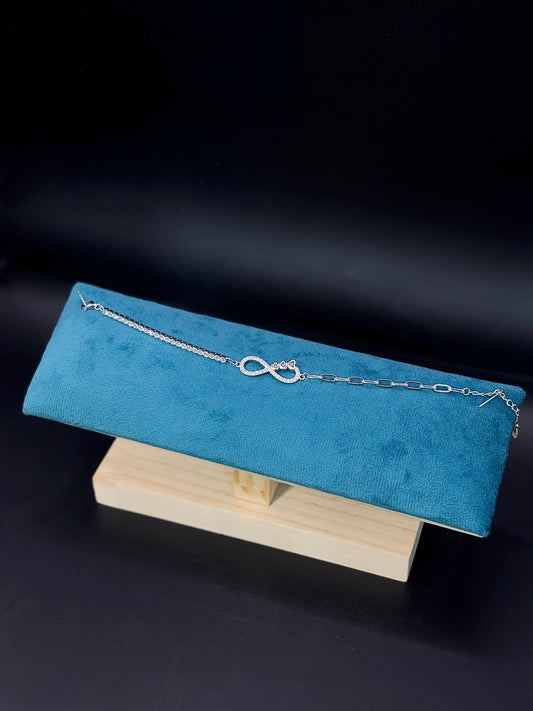 Sterling Silver Infinity Charm Bracelet with Love TISA Silver Elegance