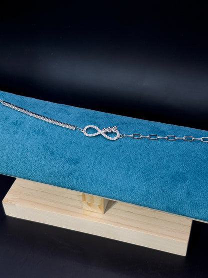 Sterling Silver Infinity Charm Bracelet with Love TISA Silver Elegance