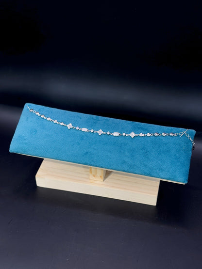 Sterling Silver Link Bracelet Featuring Round & Princess Cut TISA Silver Elegance