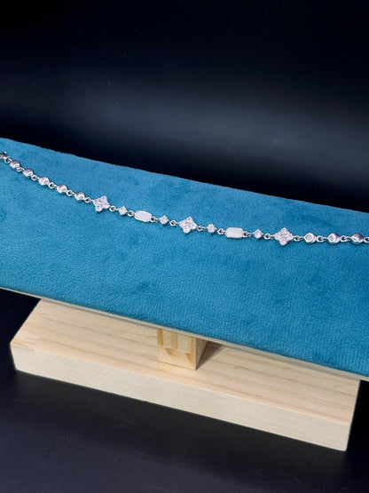 Sterling Silver Link Bracelet Featuring Round & Princess Cut TISA Silver Elegance
