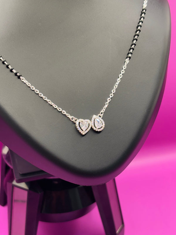 Sterling Silver Mangalsutra with Diamond Accents — Subtle Sparkle of Forever TISA Silver Elegance