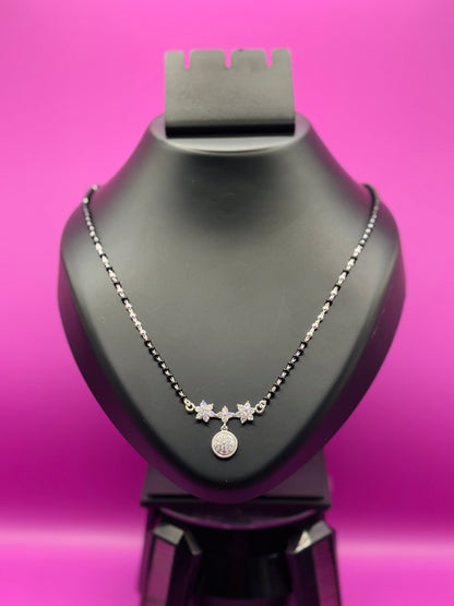 Sterling Silver Mangalsutra with Floral Pendant — Eternal Bloom TISA Silver Elegance