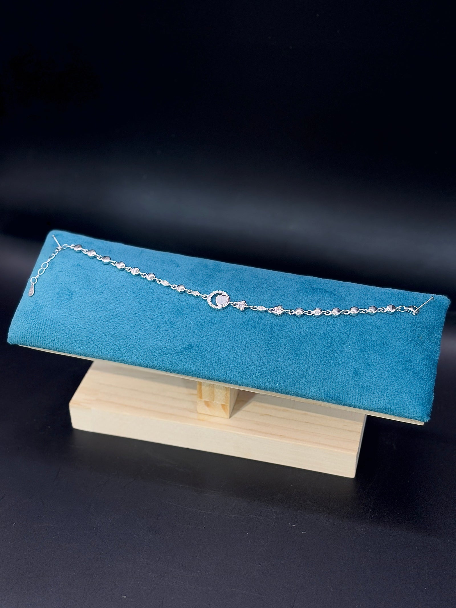 Sterling Silver Pearl and Crystal Bracelet Featuring Heart & Star TISA Silver Elegance