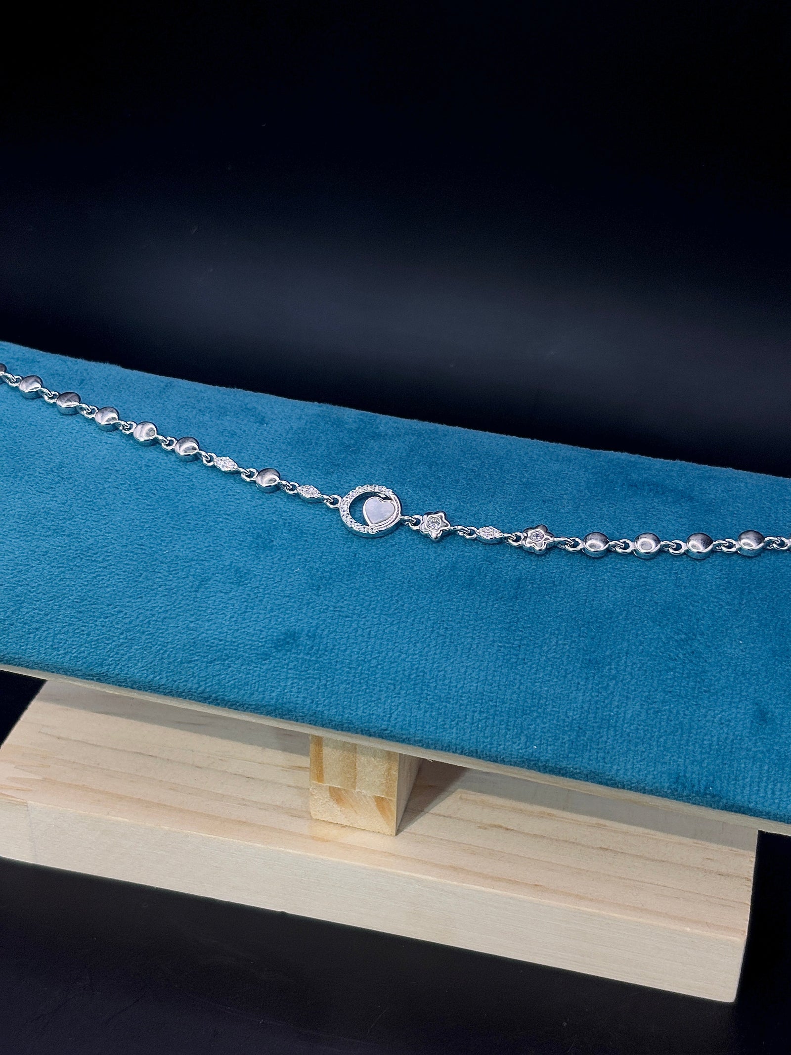 Sterling Silver Pearl and Crystal Bracelet Featuring Heart & Star TISA Silver Elegance