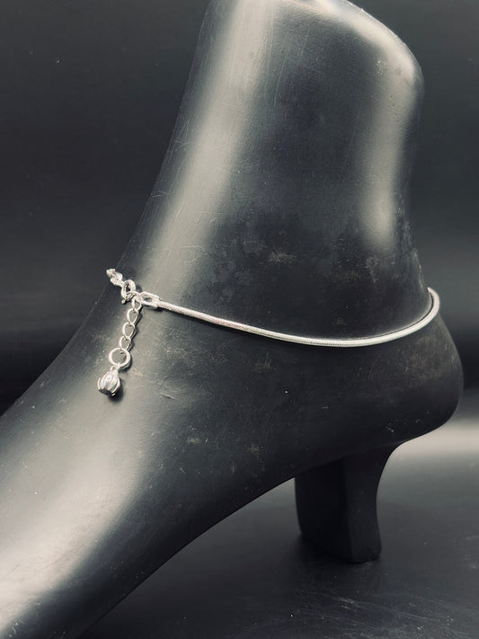 Sterling Silver Sleek Snake Chain Anklet TISA Silver Elegance