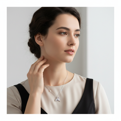 Sterling Silver Dolphin Tail Necklace with Pearl — Grace in Motion TISA Silver Elegance