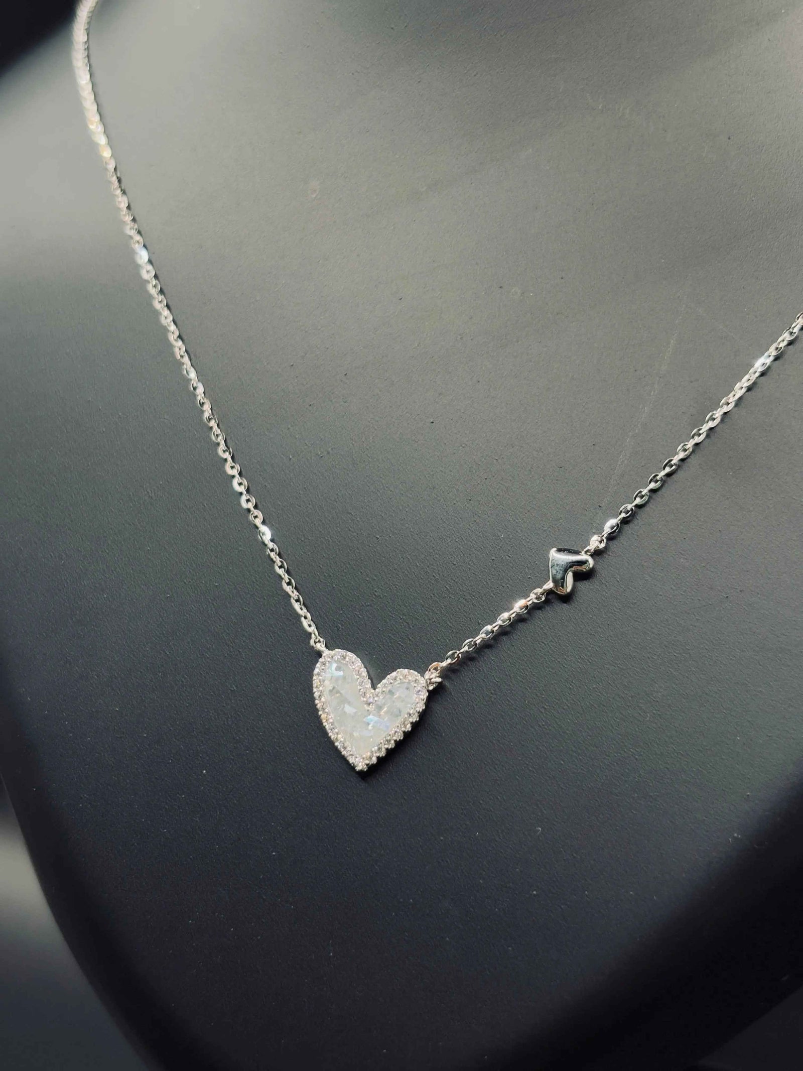 Sterling Silver Baguette Heart Necklace — Timeless Sparkle of Love