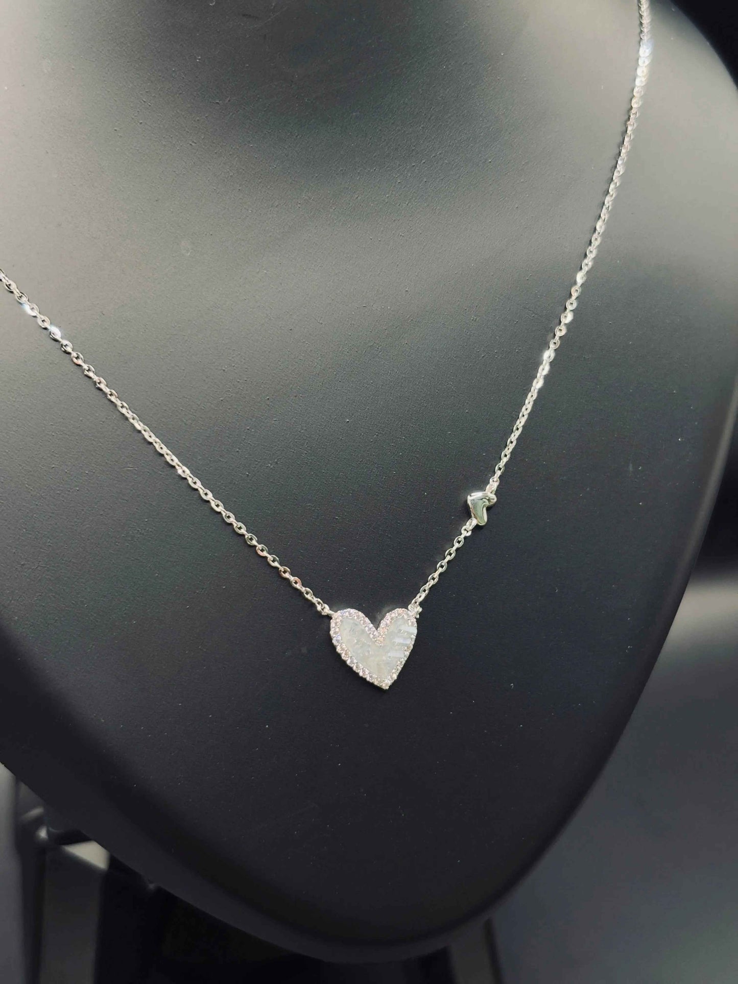 Sterling Silver Baguette Heart Necklace — Timeless Sparkle of Love