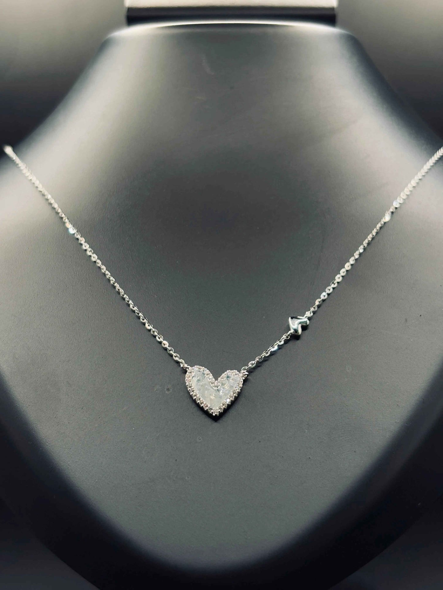 Sterling Silver Baguette Heart Necklace — Timeless Sparkle of Love