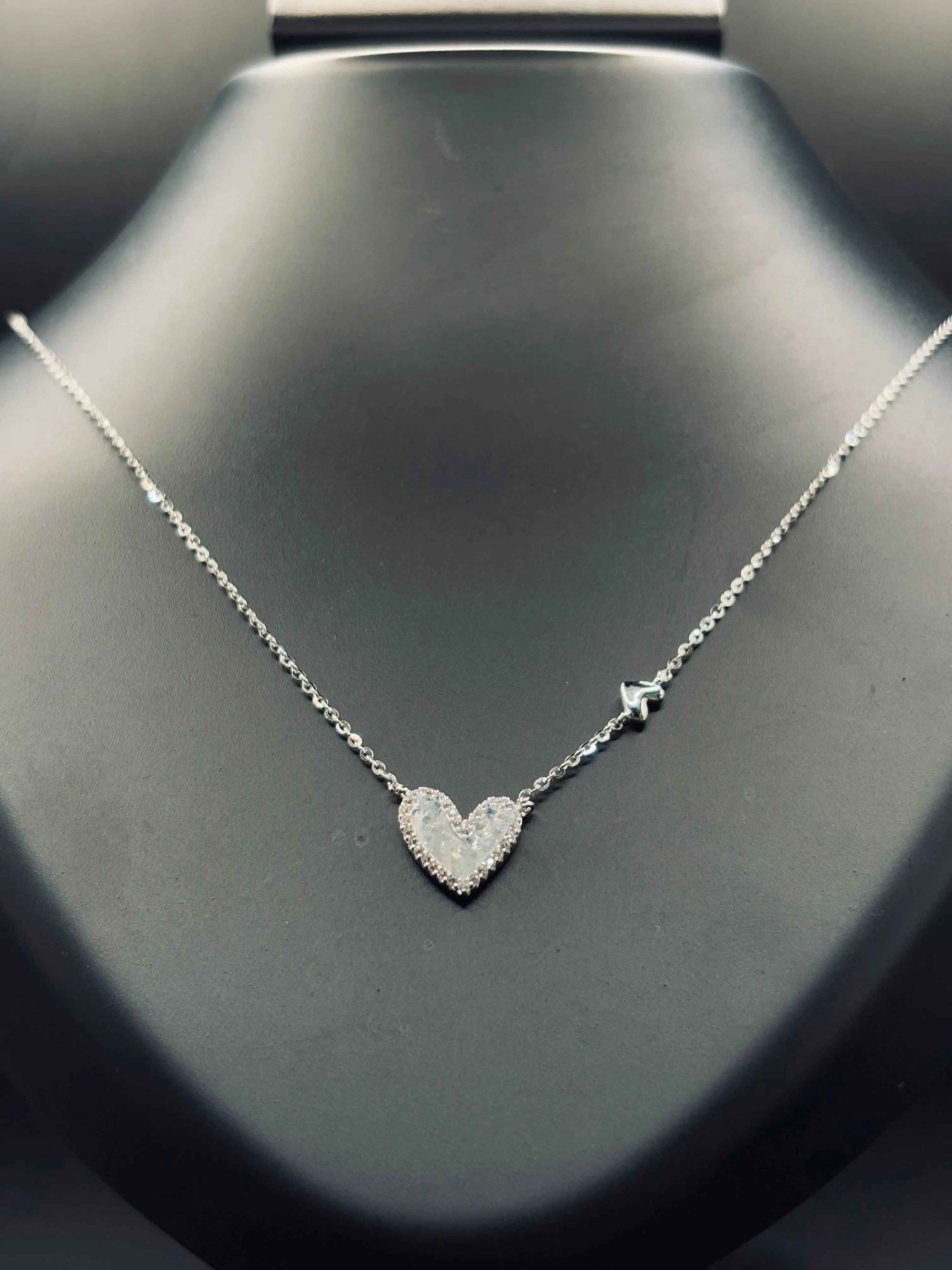 Sterling Silver Baguette Heart Necklace — Timeless Sparkle of Love