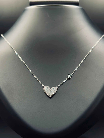 Sterling Silver Baguette Heart Necklace — Timeless Sparkle of Love