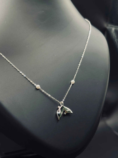 Sterling Silver Dolphin Tail Necklace with Pearl — Grace in Motion