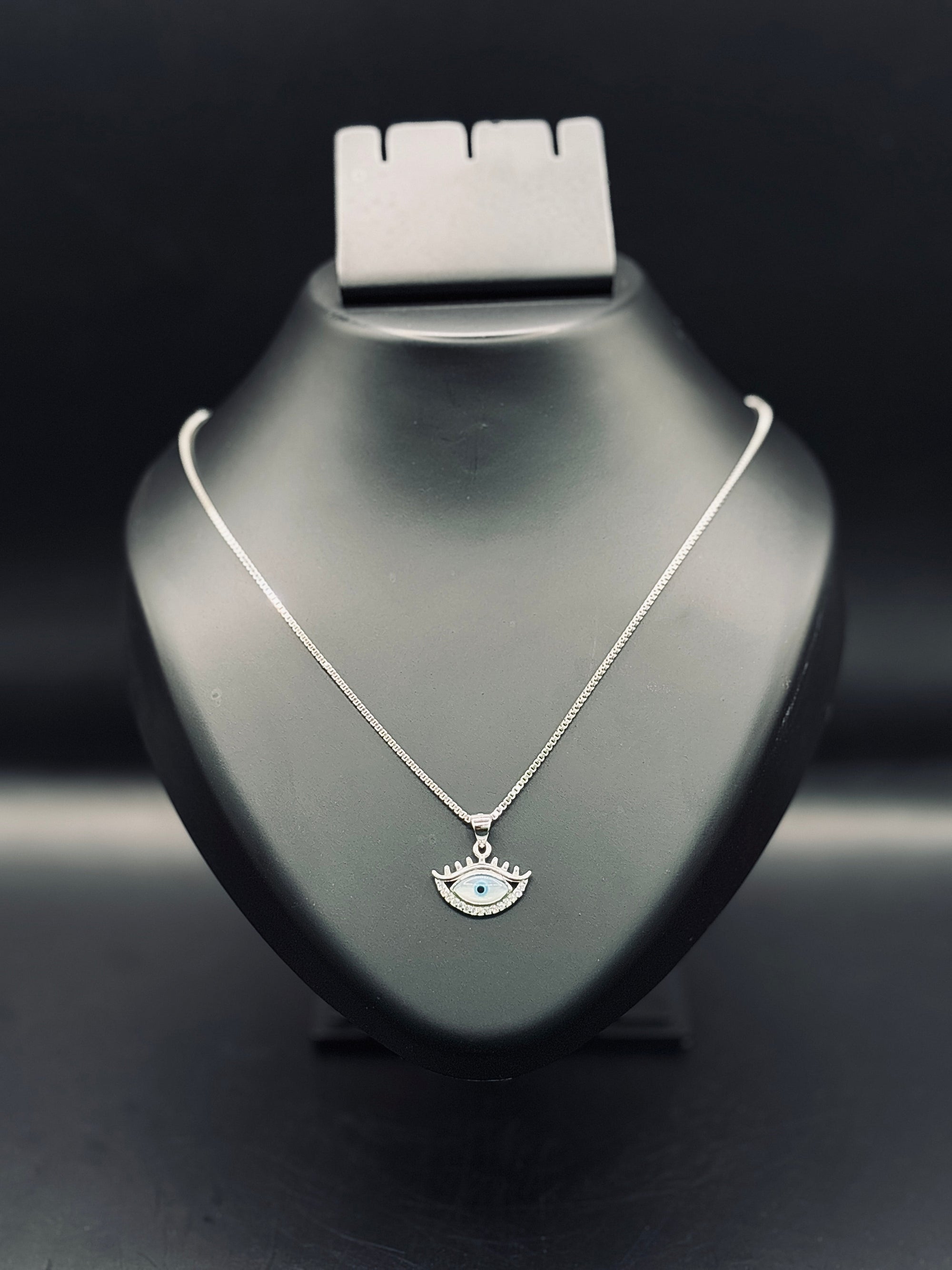 Stylewell Charm Evil Eye Pendant with Box Chain TISA Silver Elegance
