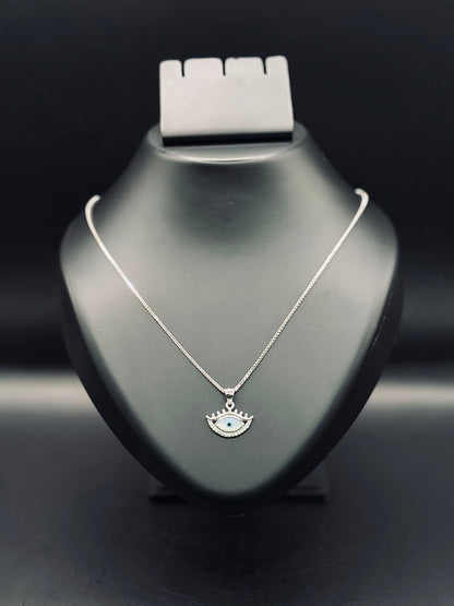 Stylewell Charm Evil Eye Pendant with Box Chain TISA Silver Elegance