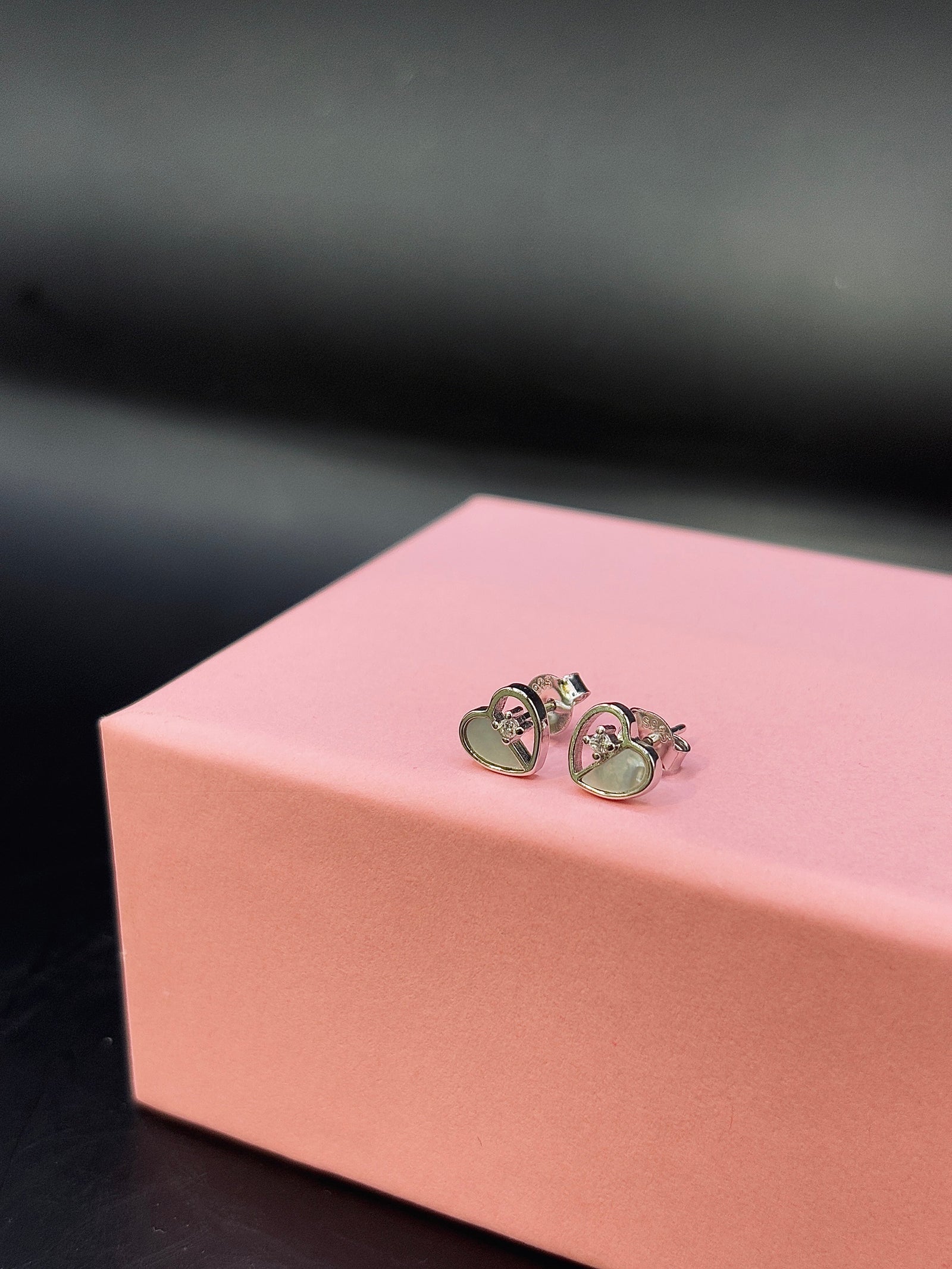 Heart with Crystal Pearl Stud Earring in Silver TISA Silver Elegance