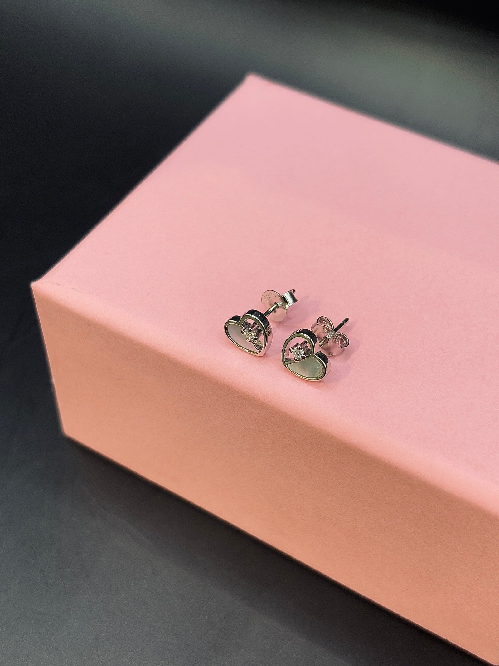 Heart with Crystal Pearl Stud Earring in Silver TISA Silver Elegance