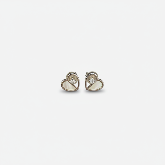 Heart with Crystal Pearl Stud Earring in Silver TISA Silver Elegance