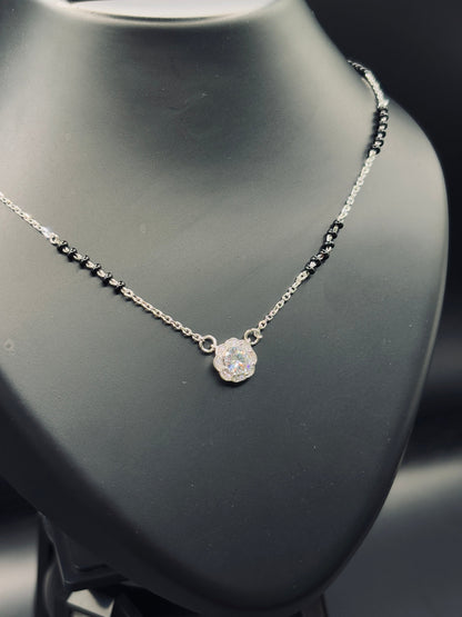 Sterling Silver Floral Pendant Mangalsutra — A Bloom of Love & Tradition TISA Silver Elegance