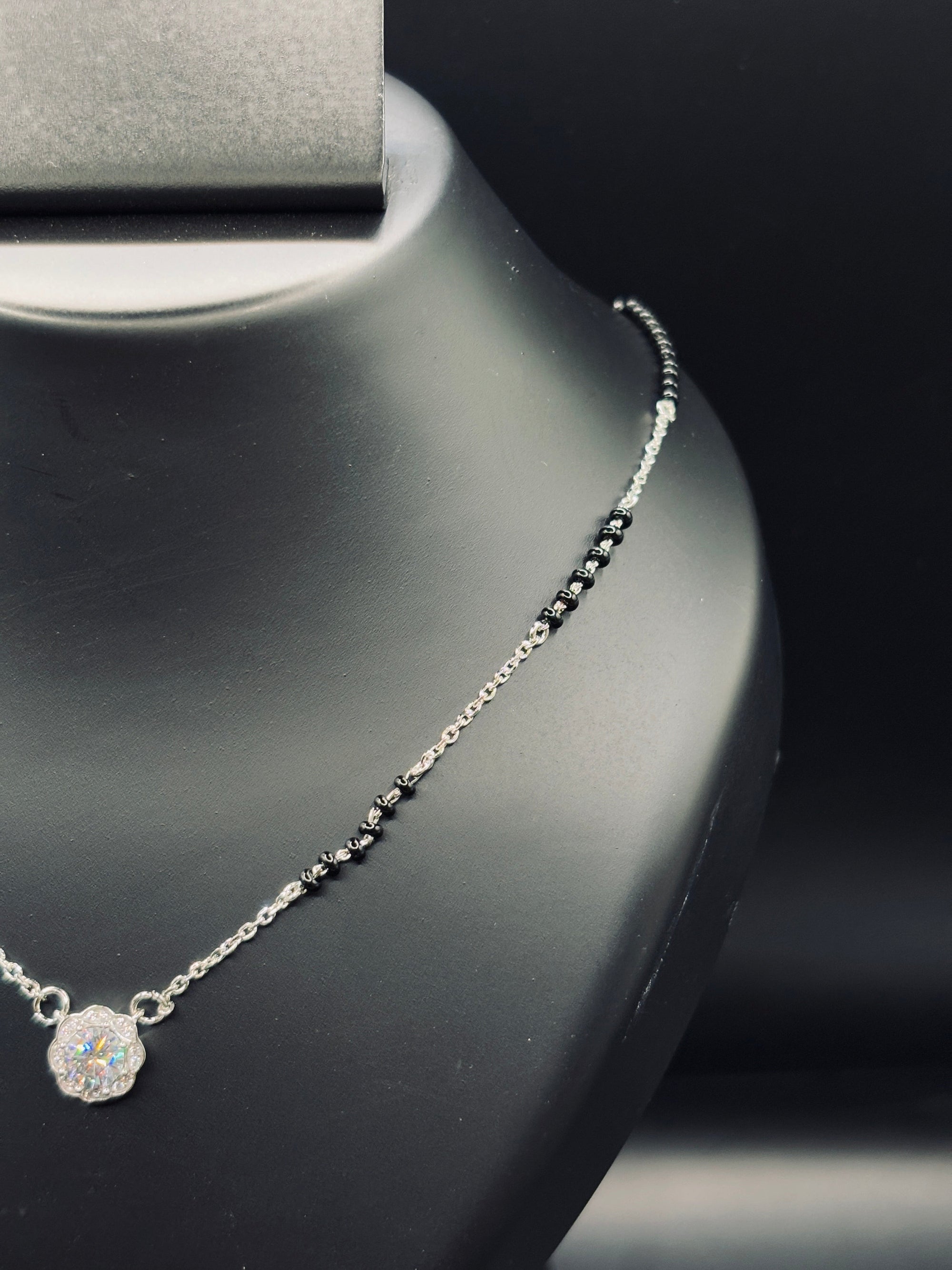 Sterling Silver Floral Pendant Mangalsutra — A Bloom of Love & Tradition TISA Silver Elegance