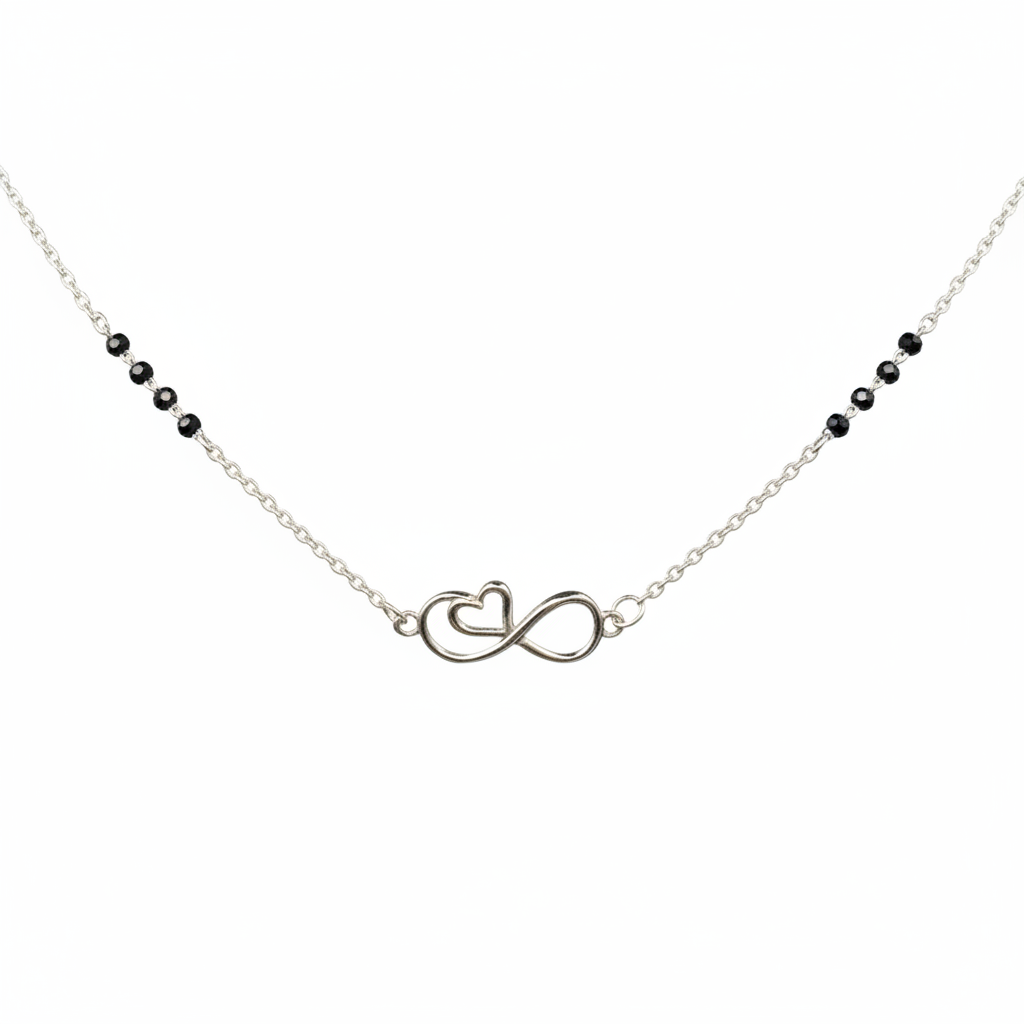 Sterling Silver Infinity Heartbeat Mangalsutra — Forever Connected TISA Silver Elegance