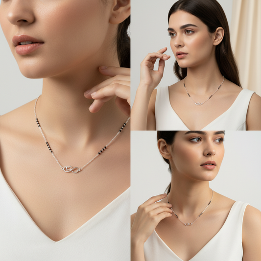 Sterling Silver Infinity Heartbeat Mangalsutra — Forever Connected TISA Silver Elegance