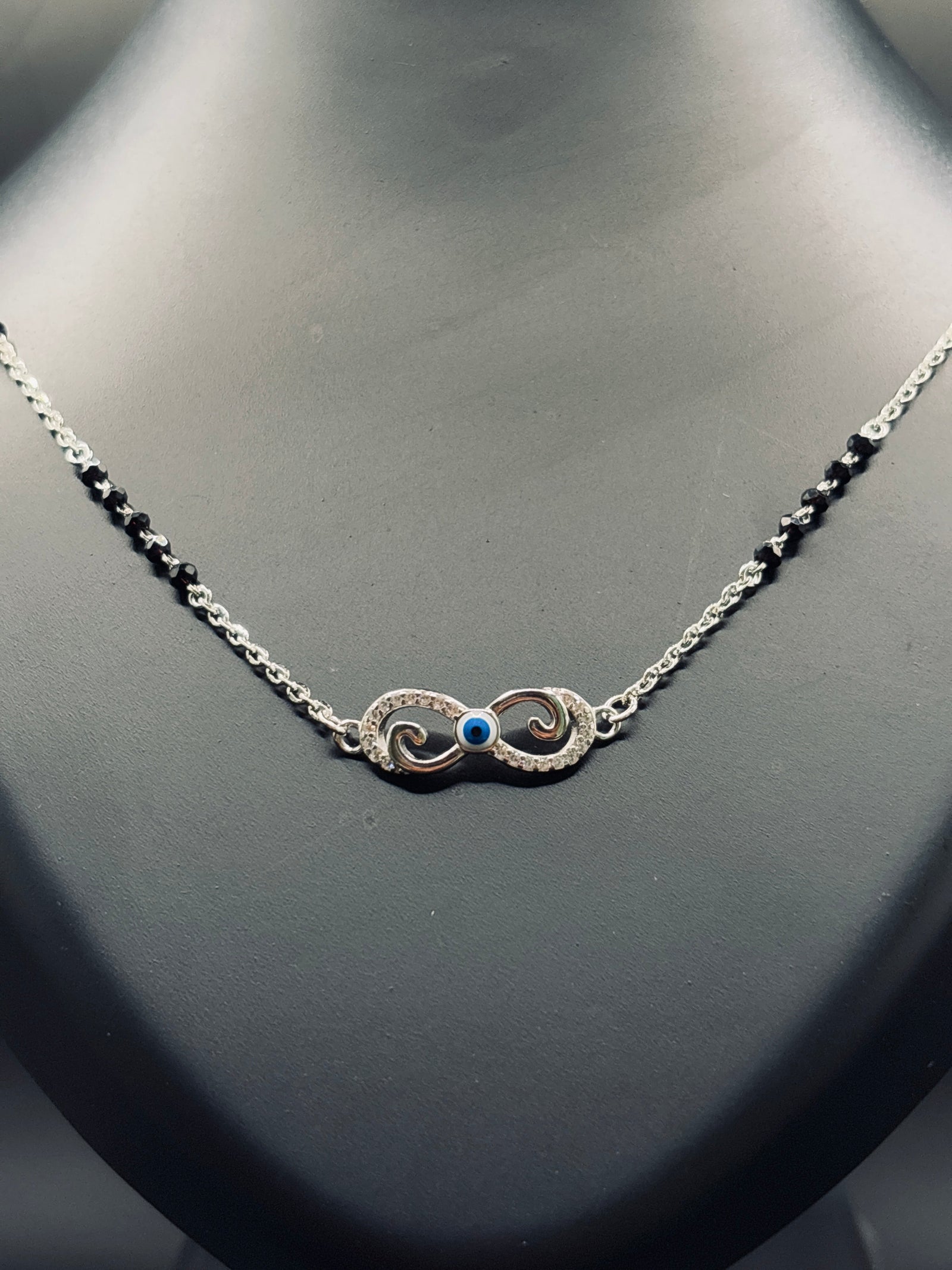 Sterling Silver Infinity Mangalsutra with Evil Eye TISA Silver Elegance