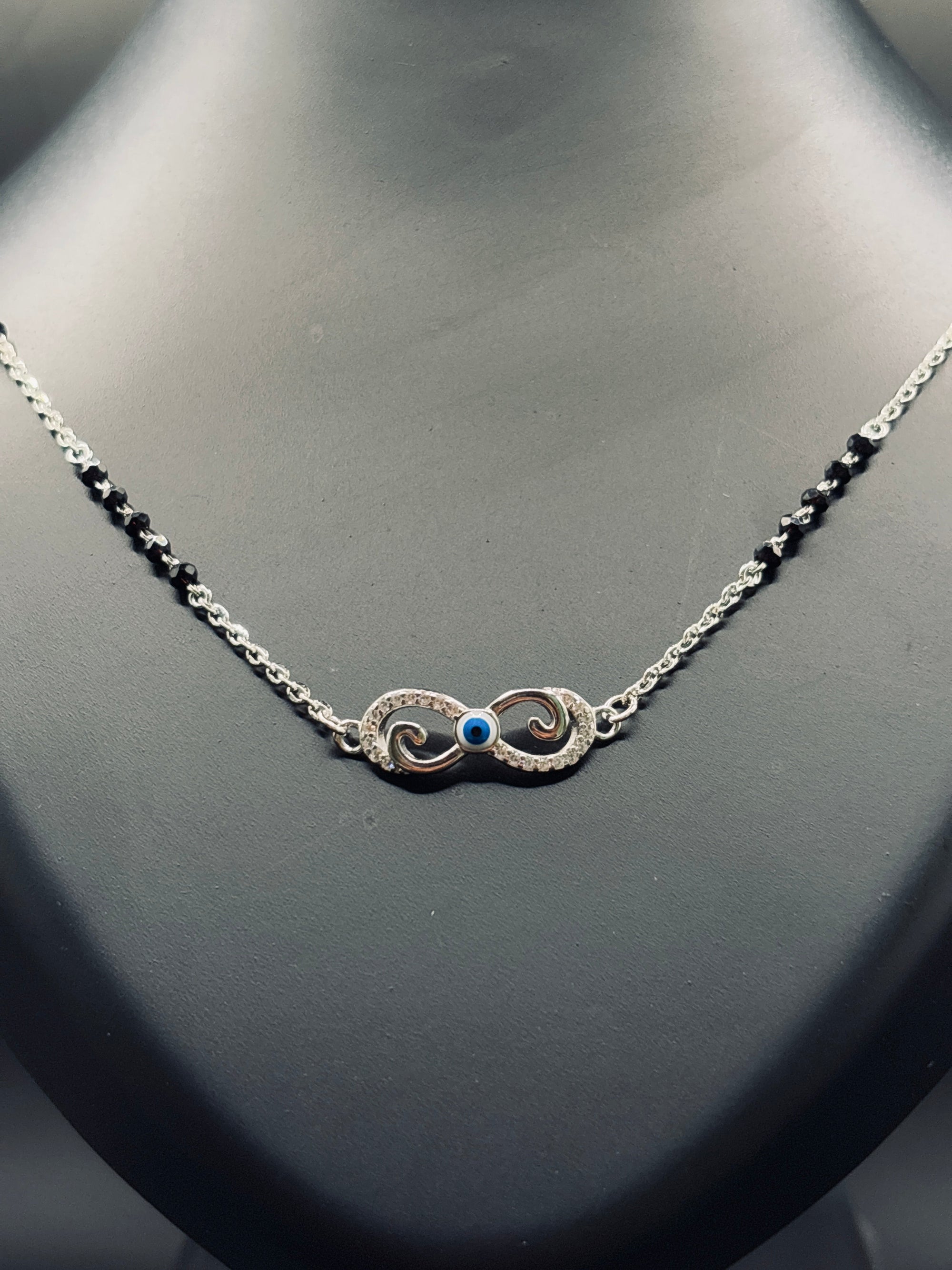 Sterling Silver Infinity Mangalsutra with Evil Eye TISA Silver Elegance