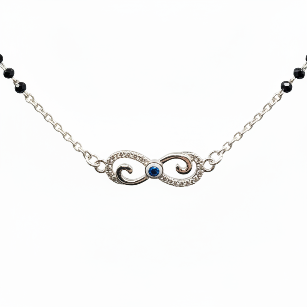 Sterling Silver Infinity Mangalsutra with Evil Eye TISA Silver Elegance