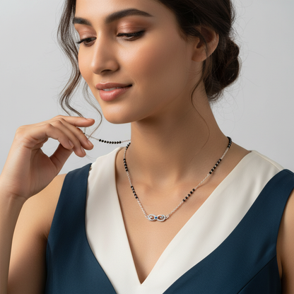 Sterling Silver Infinity Mangalsutra with Evil Eye TISA Silver Elegance
