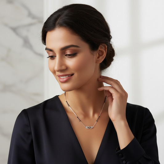 Sterling Silver Infinity Mangalsutra with Evil Eye TISA Silver Elegance