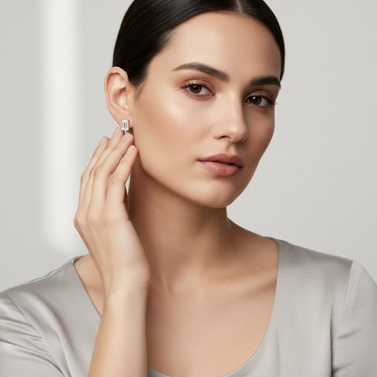 Rose Gold Silver Moissanite Stud TISA Silver Elegance