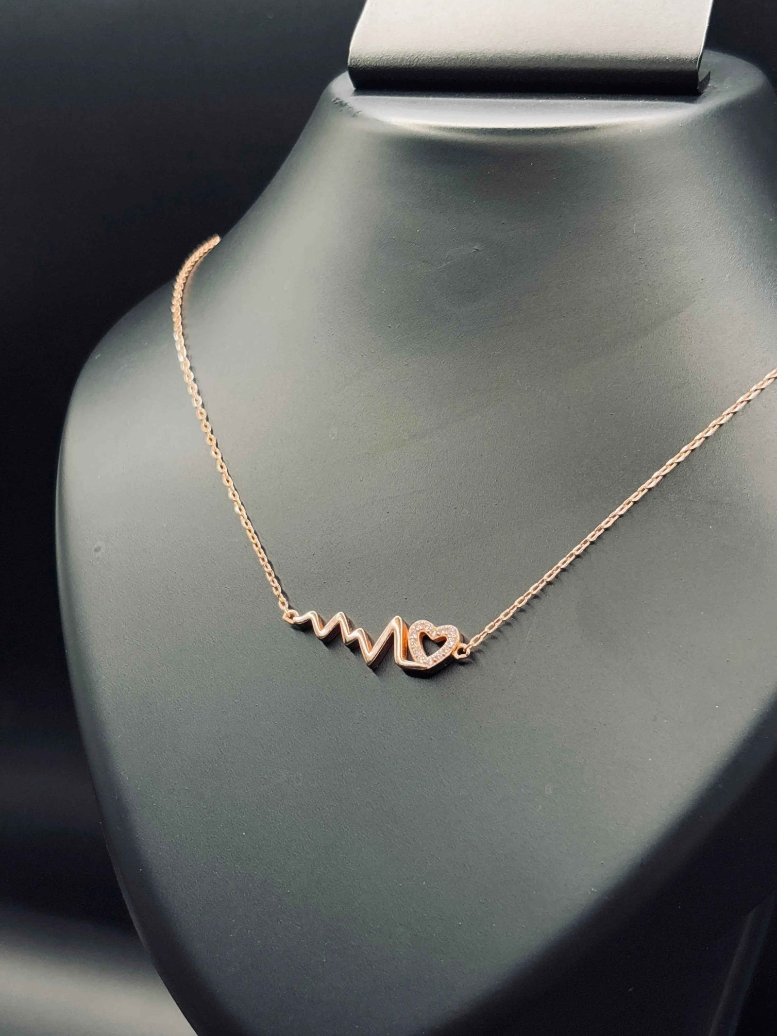 Silver Rose Gold-Plated Lifeline Heart Necklace — Love That Beats Forever
