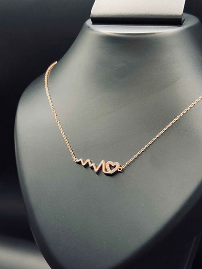 Silver Rose Gold-Plated Lifeline Heart Necklace — Love That Beats Forever