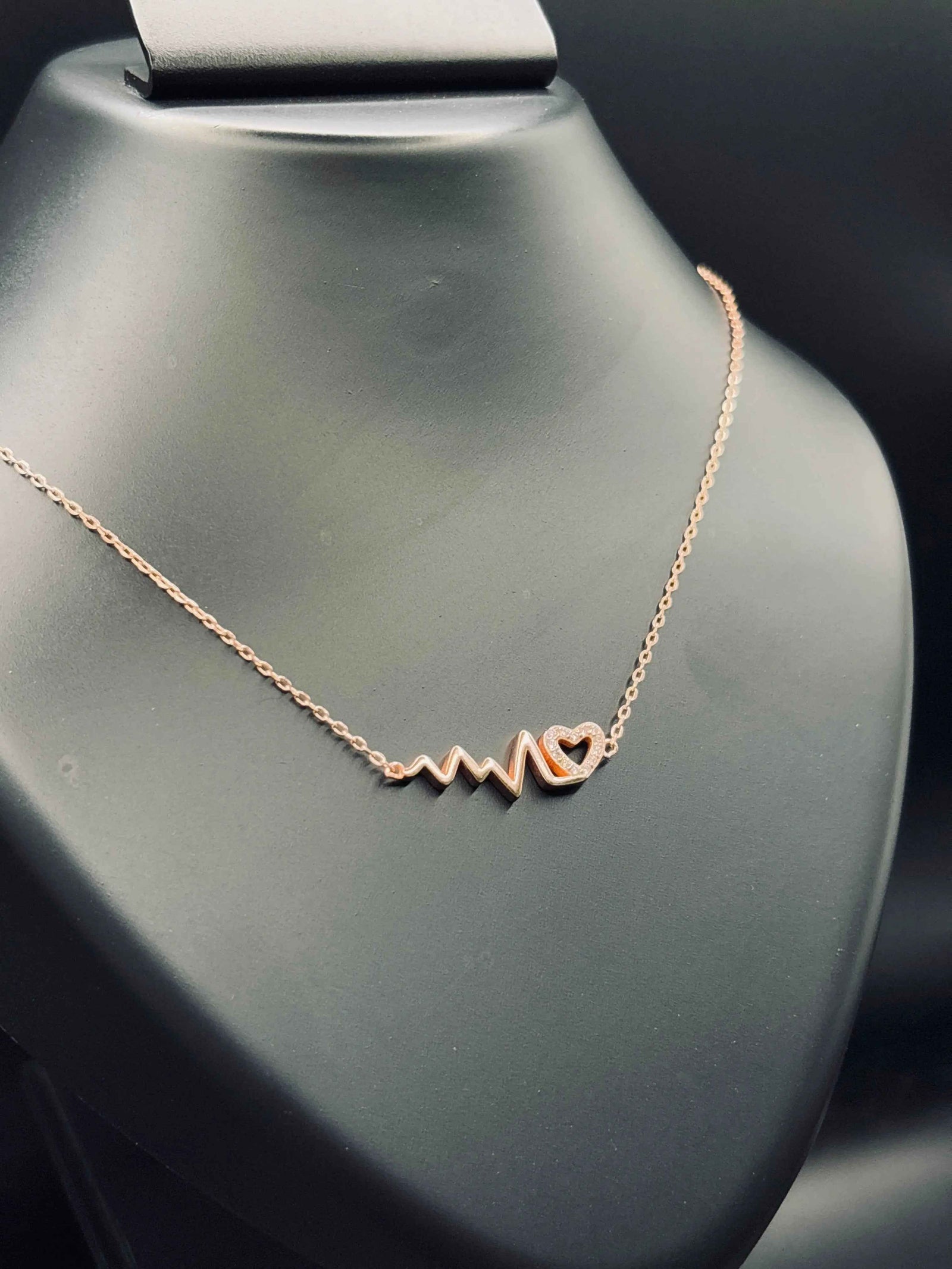 Silver Rose Gold-Plated Lifeline Heart Necklace — Love That Beats Forever