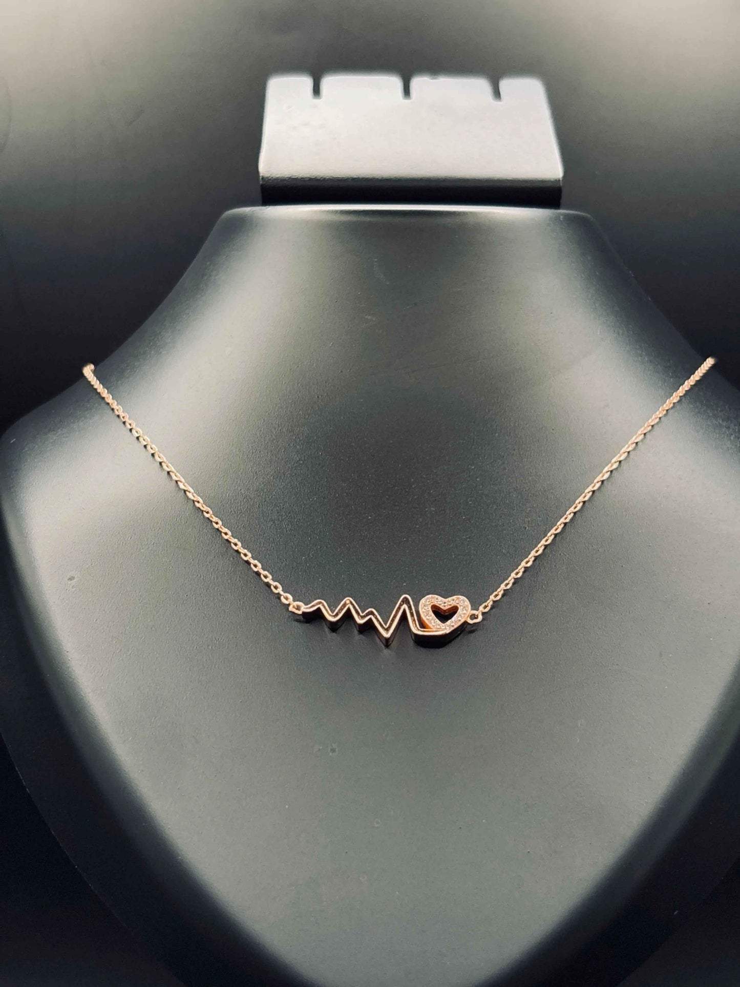 Silver Rose Gold-Plated Lifeline Heart Necklace — Love That Beats Forever