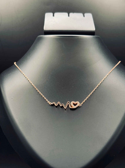 Silver Rose Gold-Plated Lifeline Heart Necklace — Love That Beats Forever