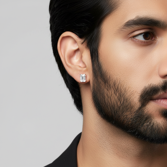 Rose Gold Moissanite Stud For Men TISA Silver Elegance