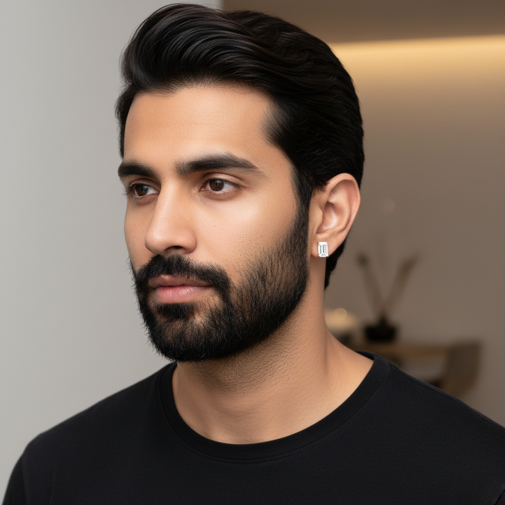 Rose Gold Moissanite Stud For Men TISA Silver Elegance