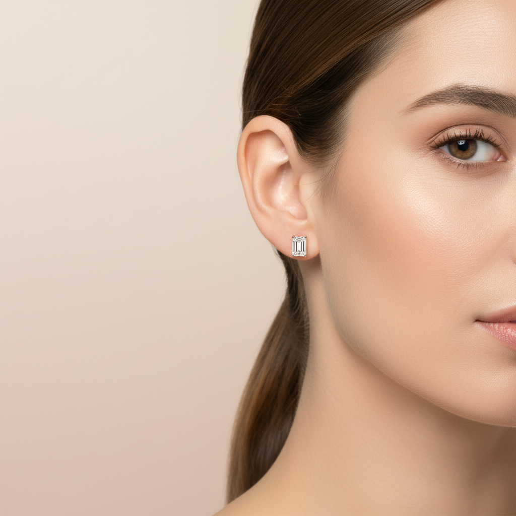 Valentine Gift Rose Gold Moissanite Stud Earrings for Her TISA Silver Elegance