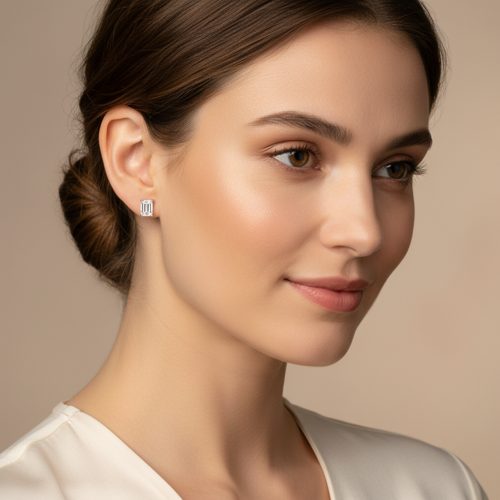 Valentine Gift Rose Gold Moissanite Stud Earrings for Her TISA Silver Elegance